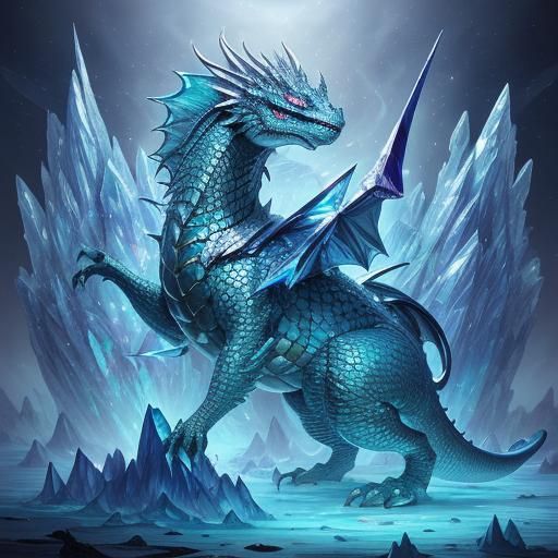 Dragon Trapped in Crystalline Structure: Surrealist Art