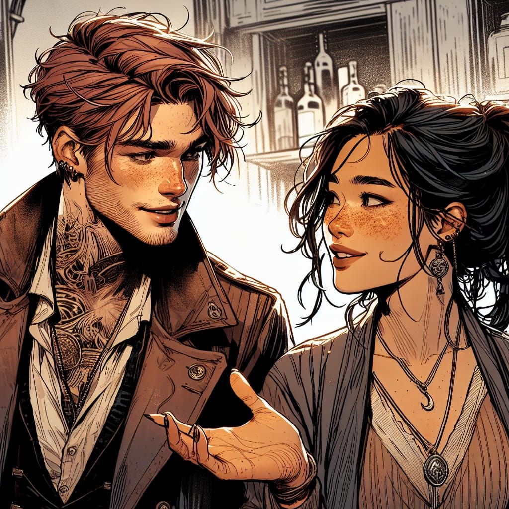 Fantasy Rogue and Asian Woman in Thieves' Den