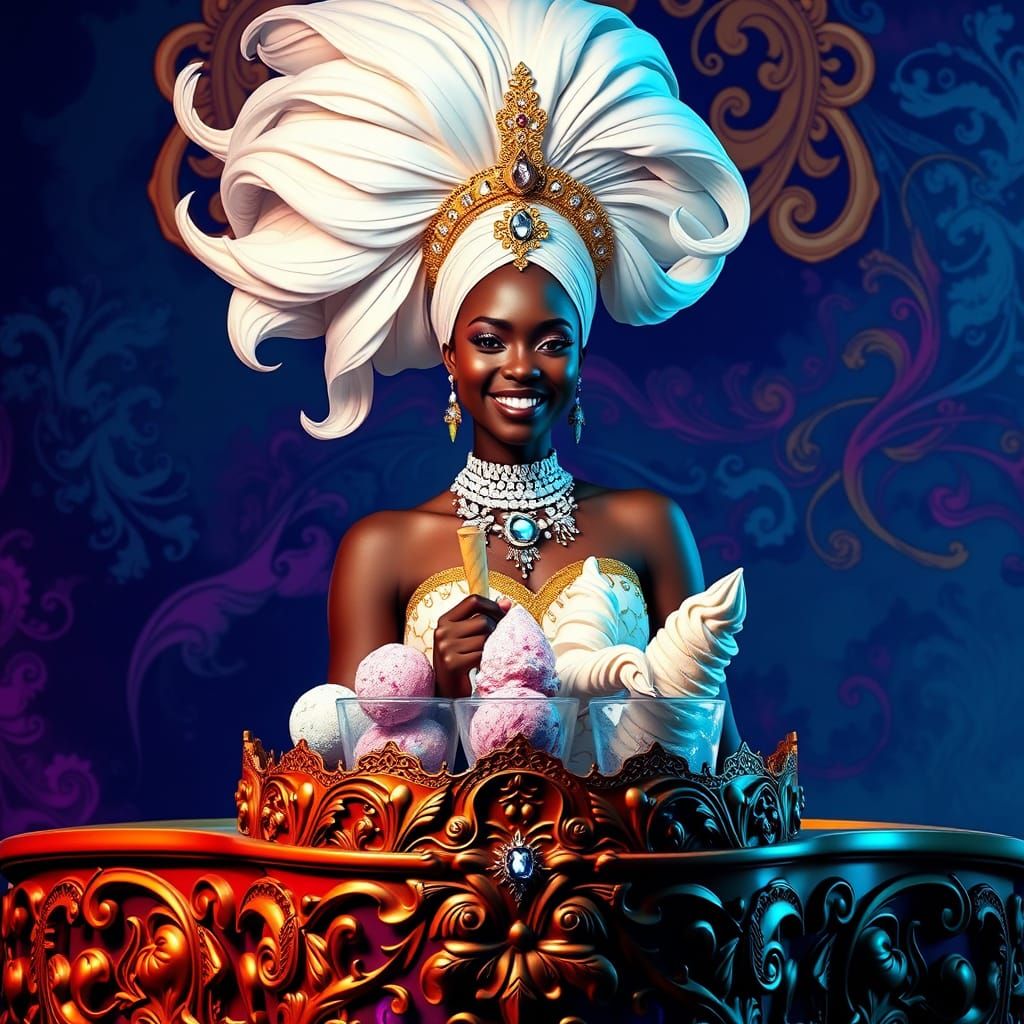 African Goddess in Ice Cream Bar Paradise