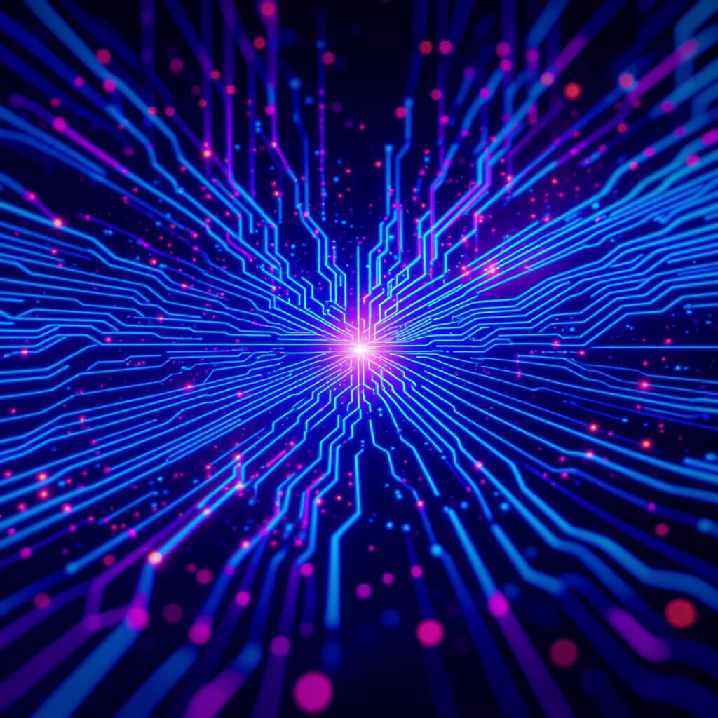 Abstract Digital Art of Glowing Code Structures