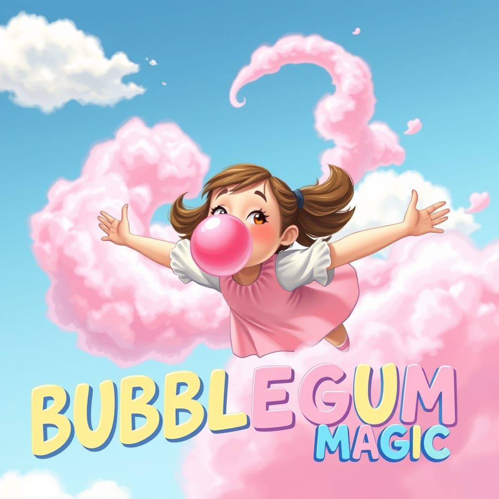 Whimsical Girl Spreads Joy and Bubblegum Magic in a Vibrant ...