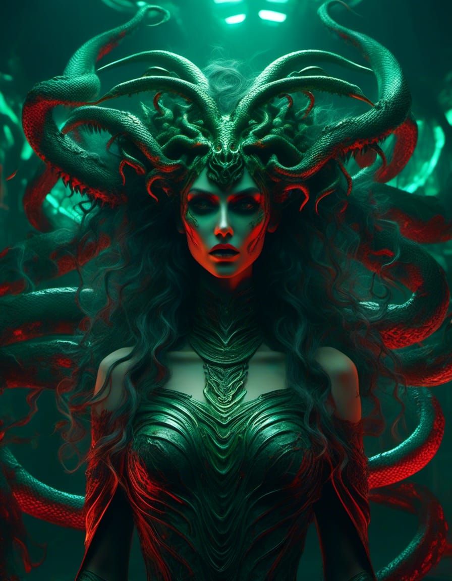 Frightening Medusa Portrait in Hyperdetailed Cinematic Style
