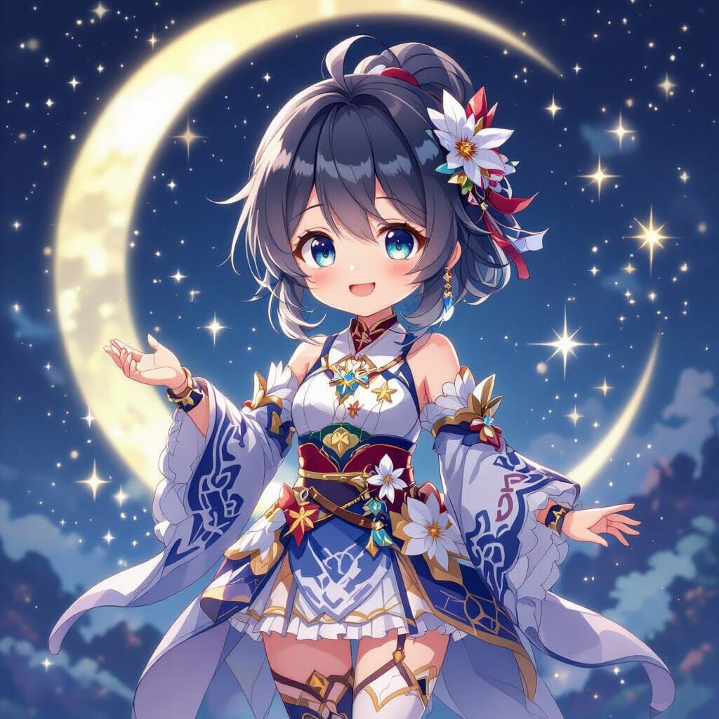 Chibi Genshin Character in Dreamy Anime Style