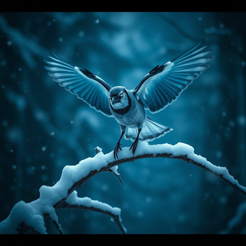 Epic Bluejay Descends into Dark Forest