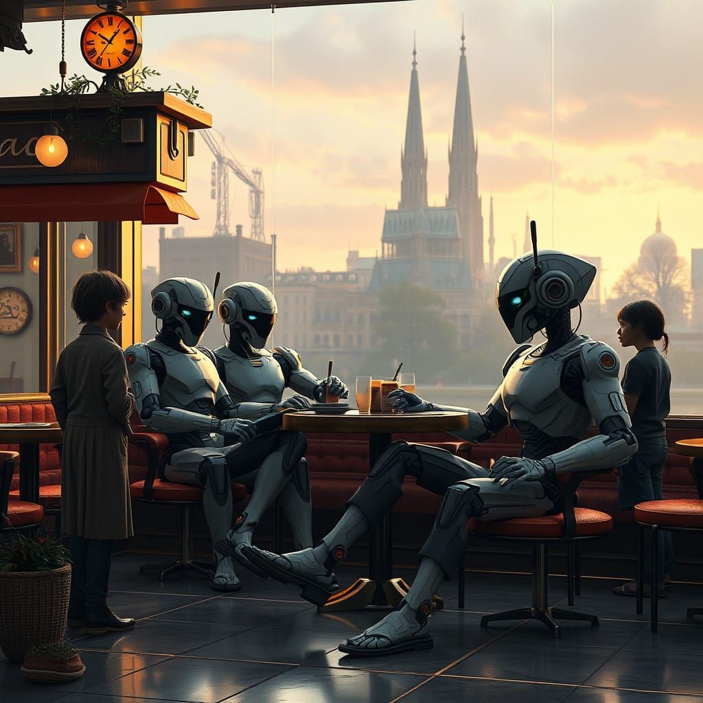 Gilded Robots Overlook a Troubled Artist in a Fantastical Ca...