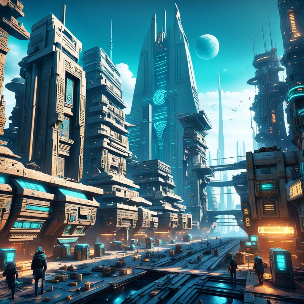 Cyberpunk City of Egypt: Futuristic Concept Art