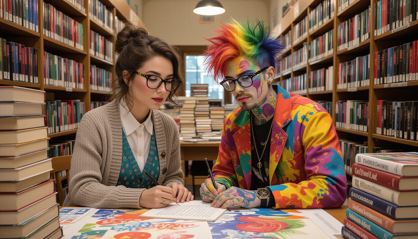 Shy Librarian Meets Wild Artist in Collaborative Art Project