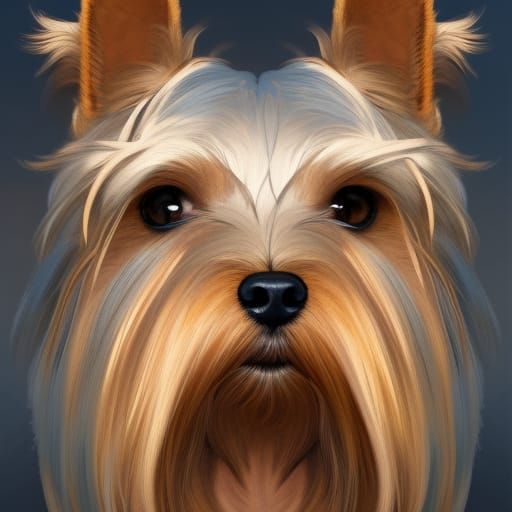 Hyperdetailed Yorkshire Terrier Portrait in Digital Art Styl...