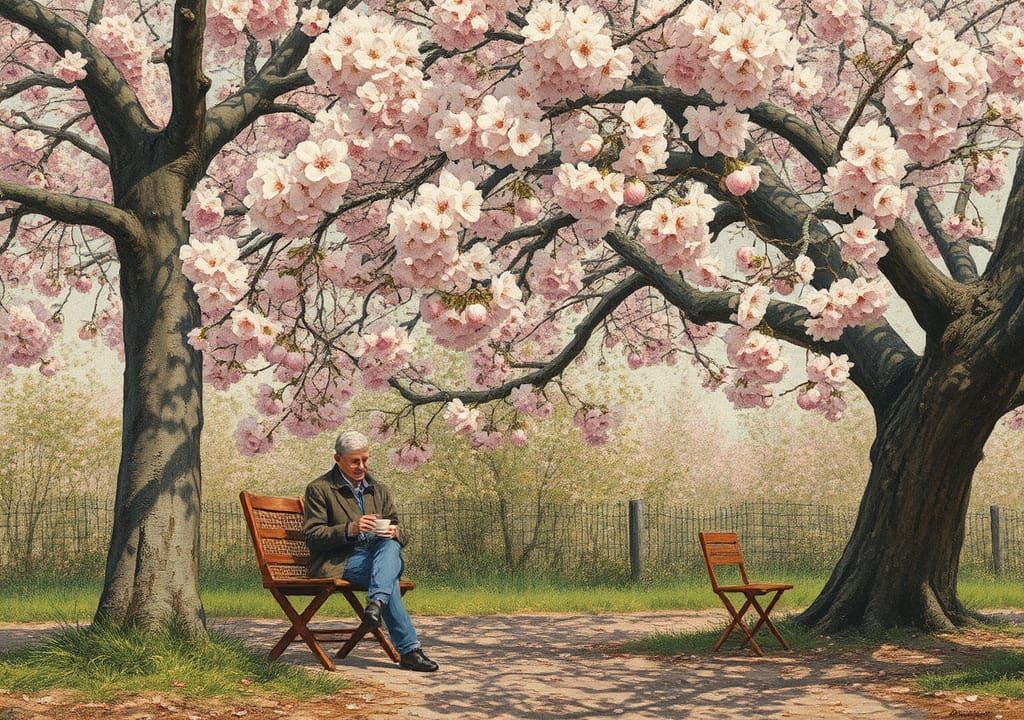 Coffee Under Apple Tree: Watercolor Painting