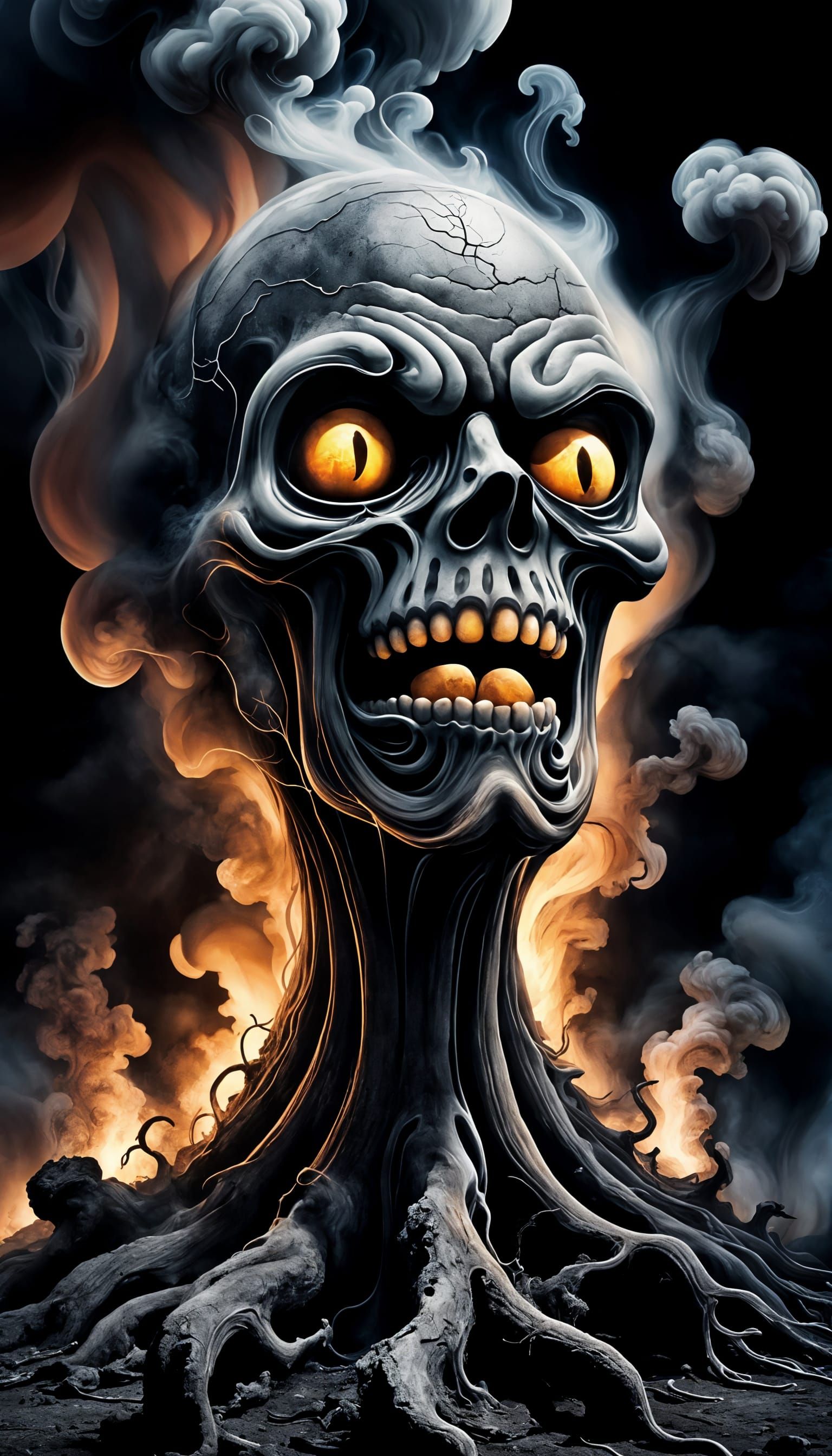 Smog Apparition: Sinister Face in Smoke