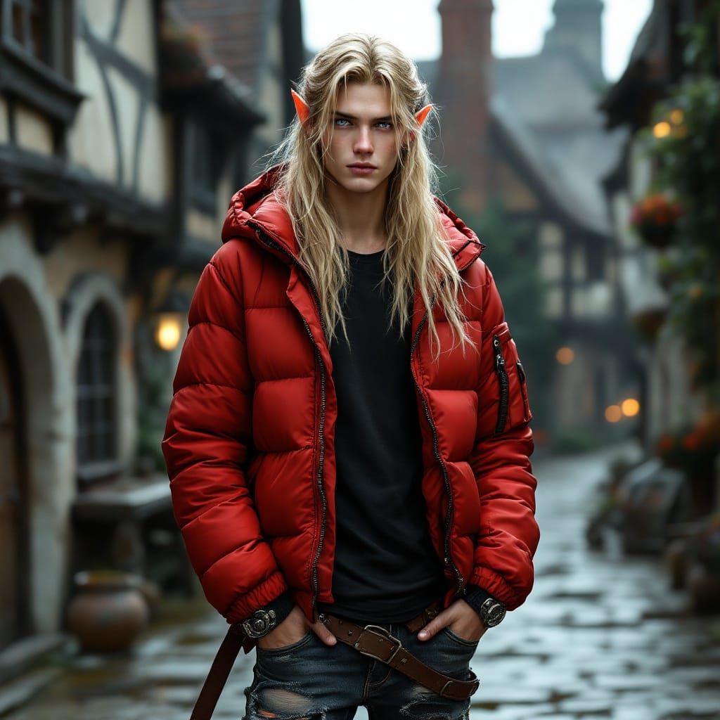 Ethereal Youth in Medieval Village