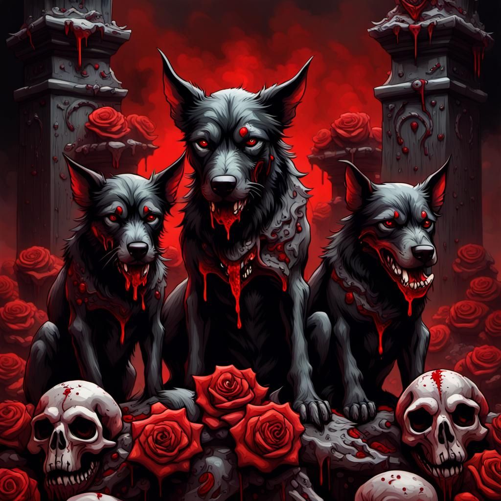 Cerberus Hellhound Dark Fantasy Album Cover Art