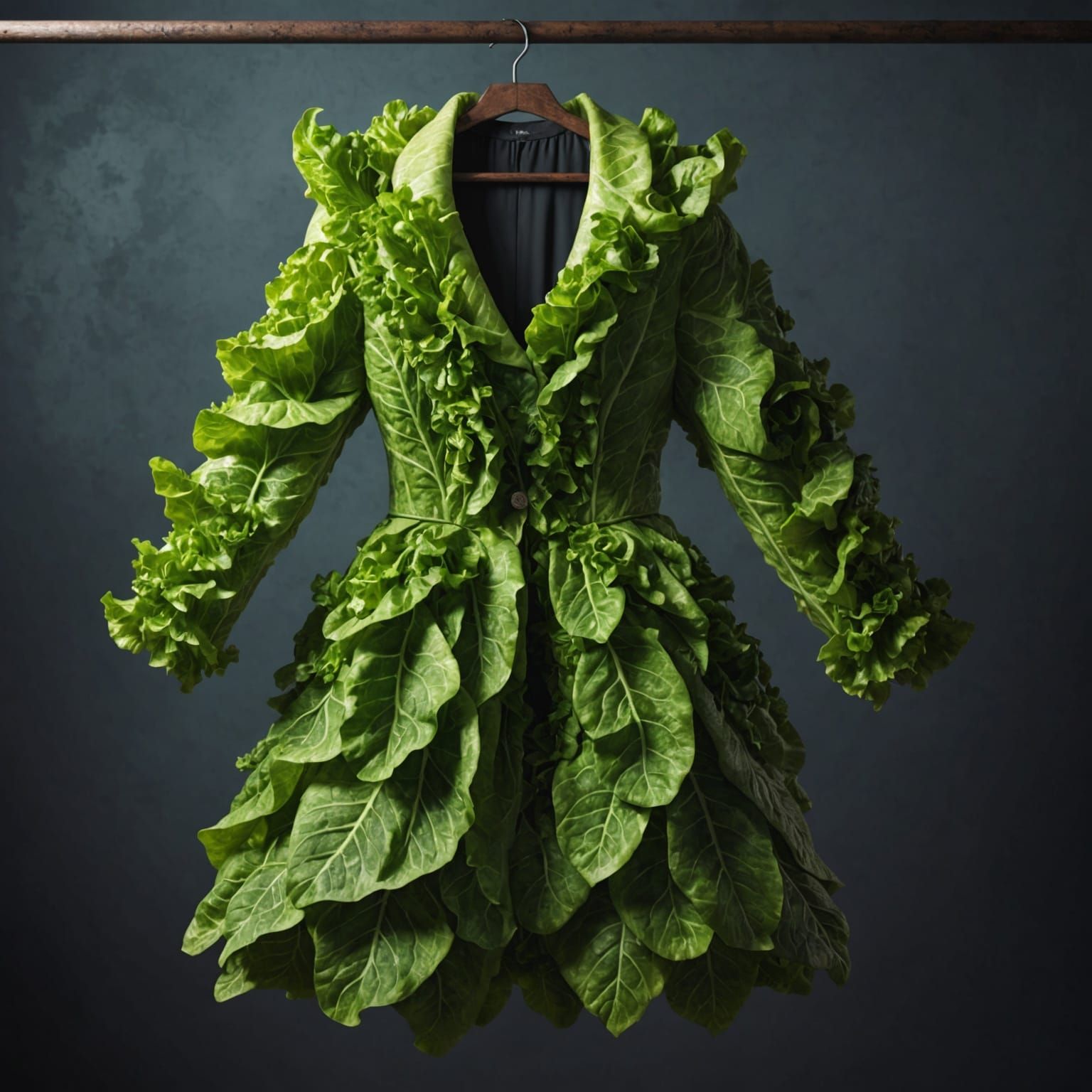 Lettuce Dress on Hanger: Detailed Matte Painting