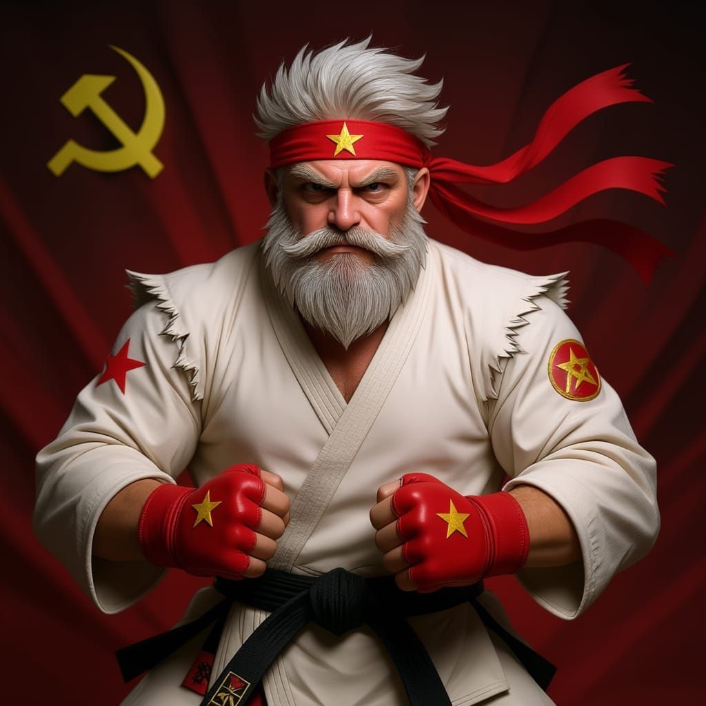 Karl Marx as Ryu with Socialist Icons
