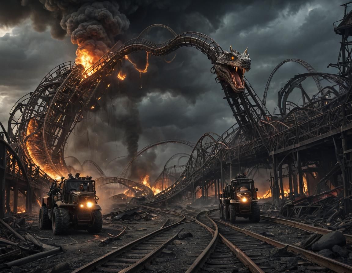 Infernal Worm Roller Coaster in a Cinematic Style