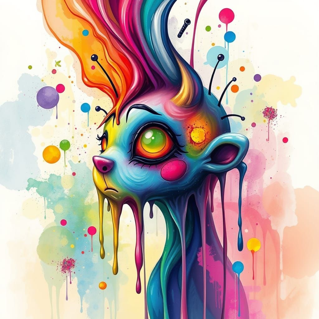 Vibrant Digital Art of Melting Paint in Whimsical Wonderland