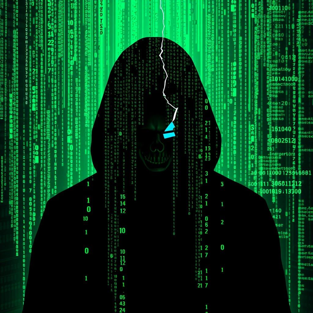 Cyberpunk Hacker in Neon Digital Chaos