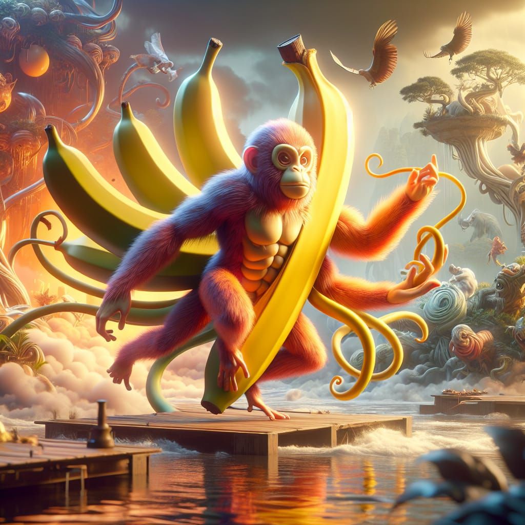 Monkey-Banana Hybrid Creature Concept Art
