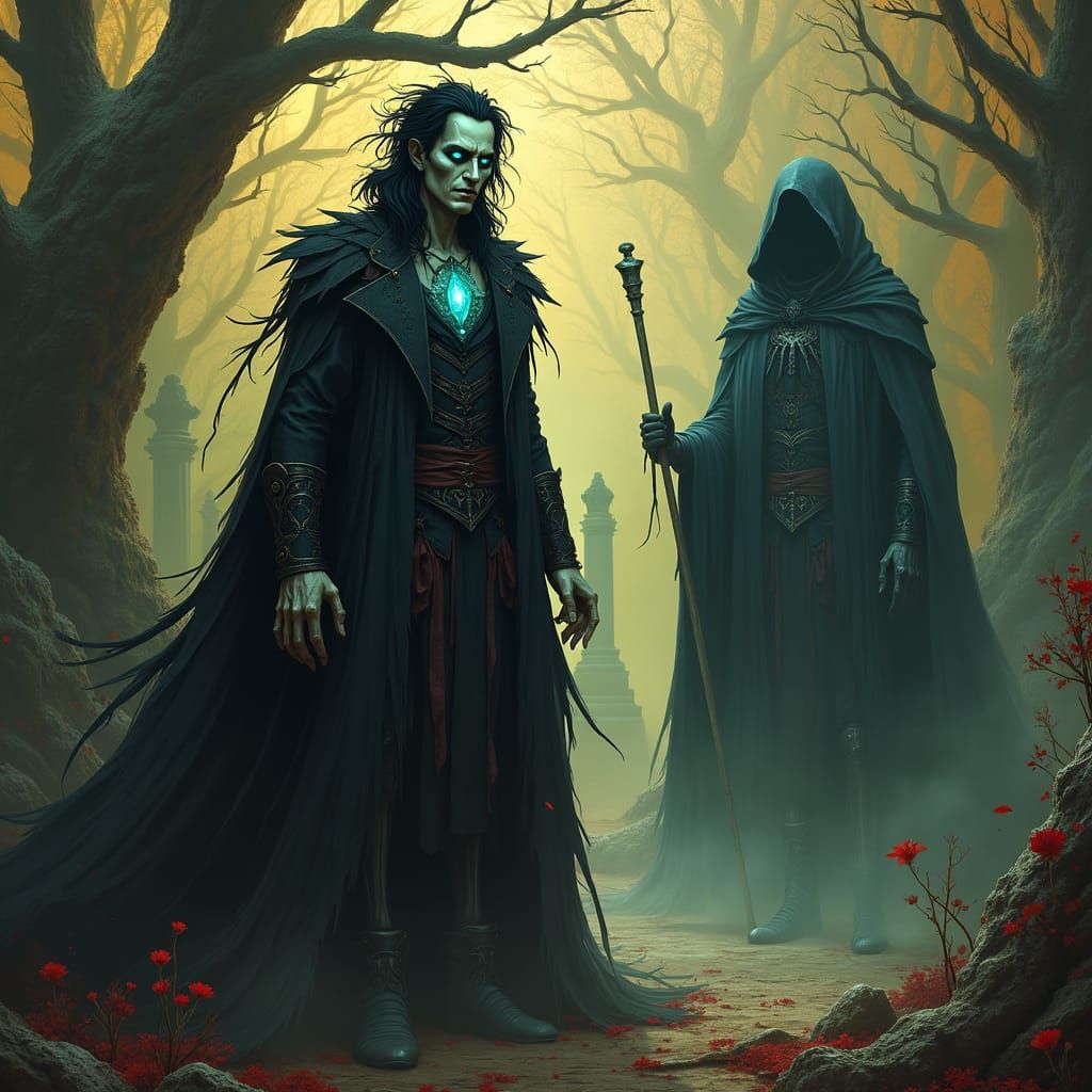 Undead Nobleman's Vengeance in Beksiński-Giger Style