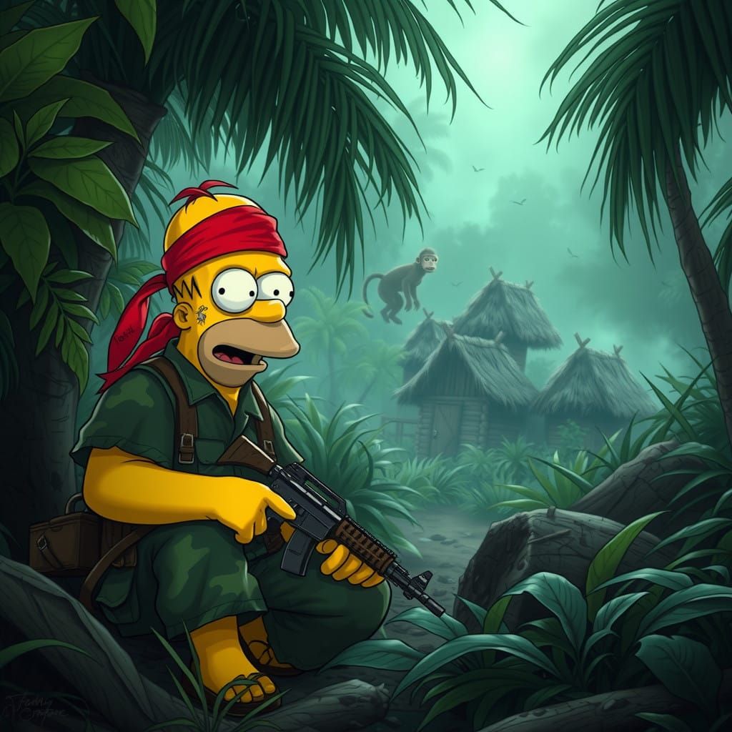 Gritty Jungle Warfare in Camouflage Fatigues