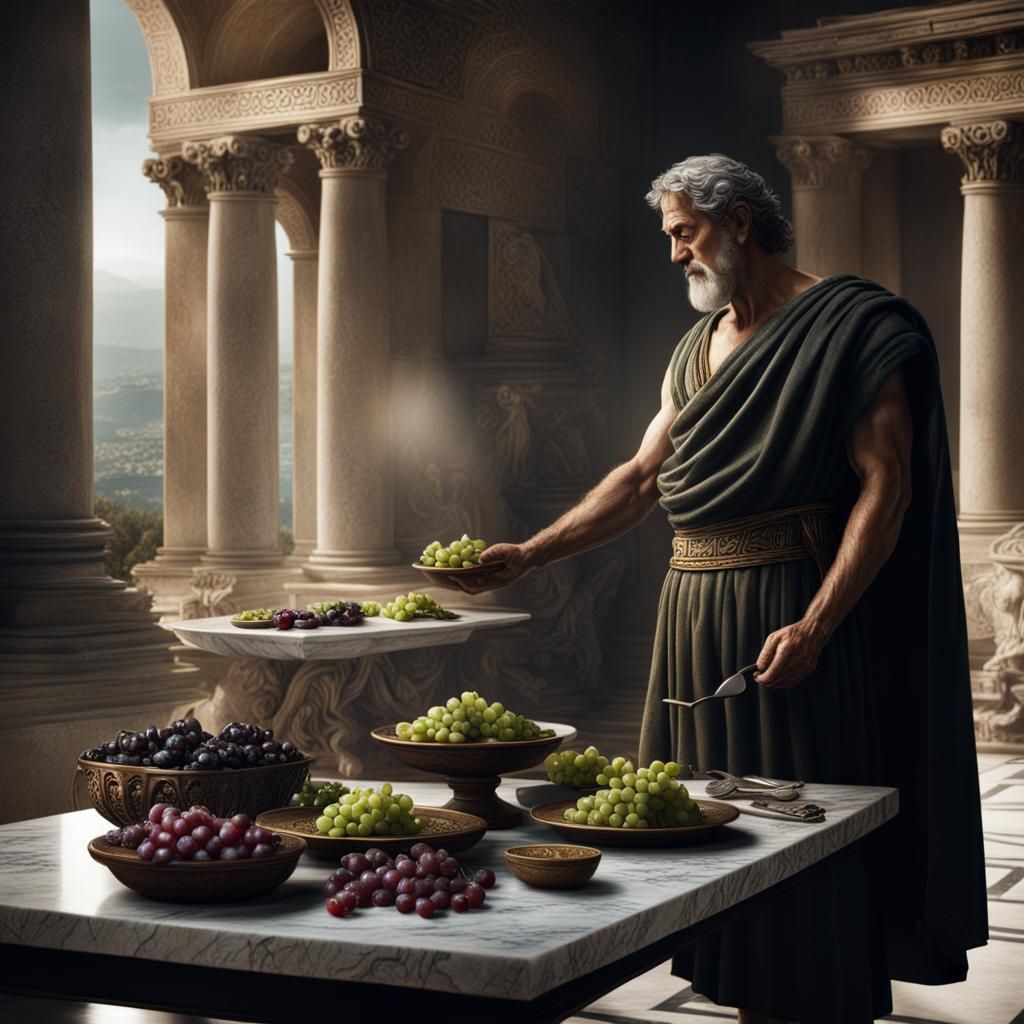 Ancient Greek Man Preparing the Tables