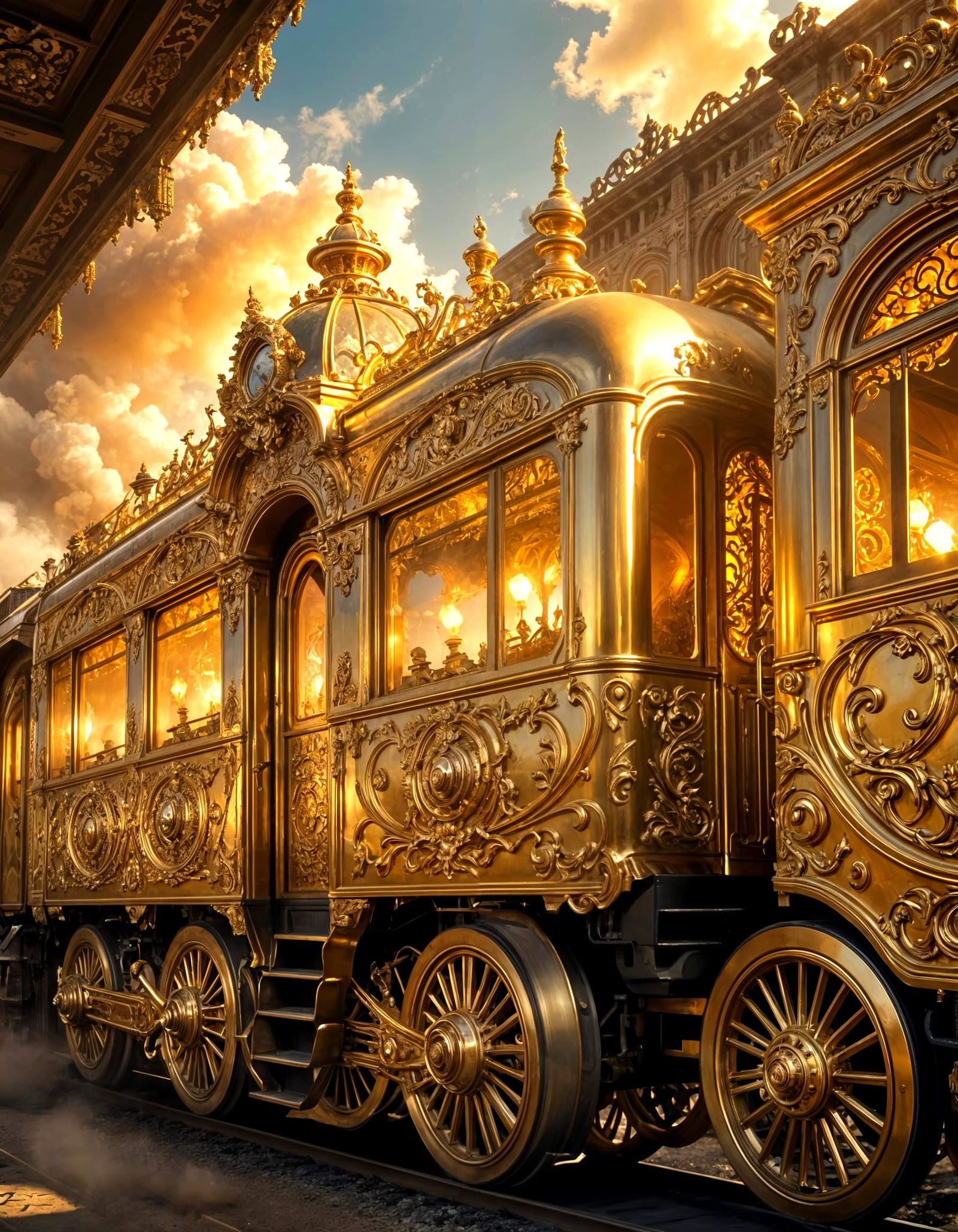 Luxury Golden Train in Grand Baroque Style