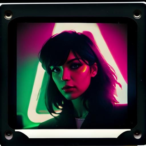 Neon Lights in Polaroid Style Photograph