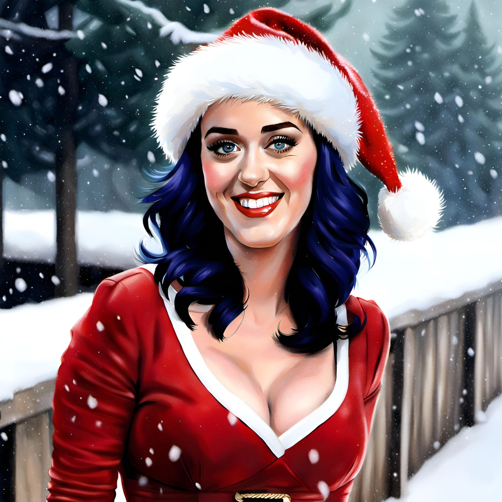 Festive Katy Perry Christmas Painting