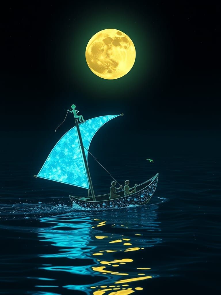 Dreamy Fluorescent Jugglenaut on a Dewdrop