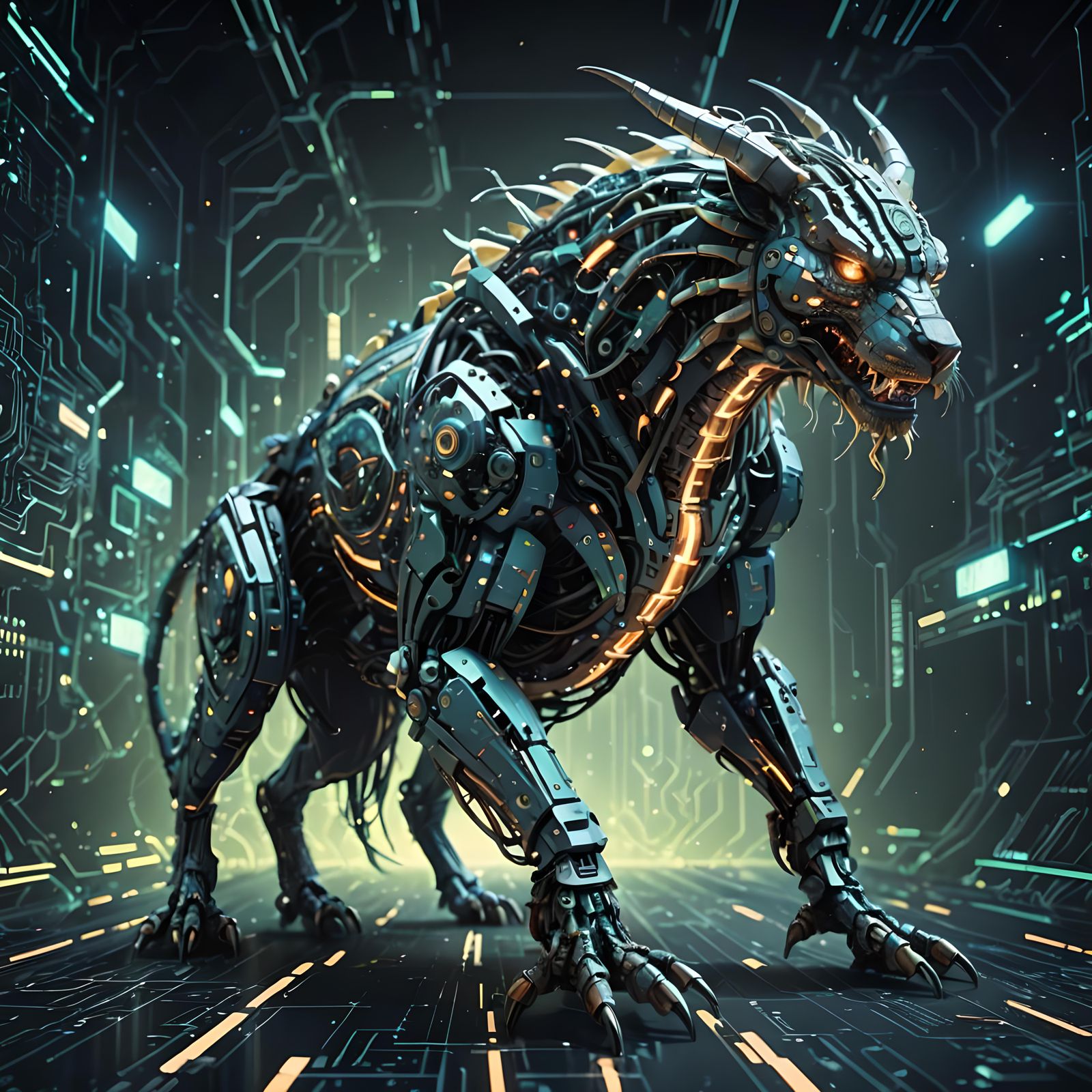 Pixelated Byte Beast: Organic Meets Electronic Life