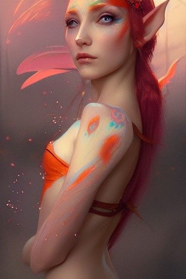 Voluptuous Elf with Fairy Wings: Digital Illustration