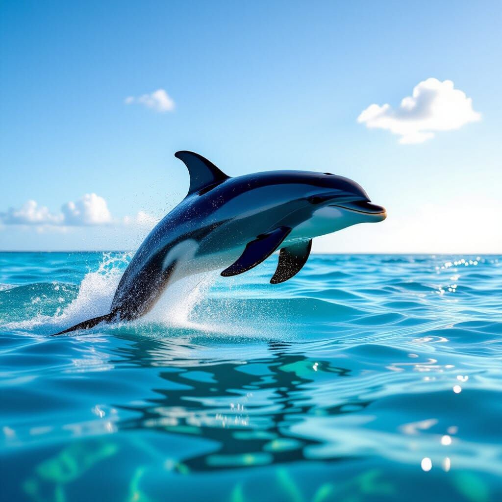 Dolphin Leaping From Majestic Turquoise Water at Dawn