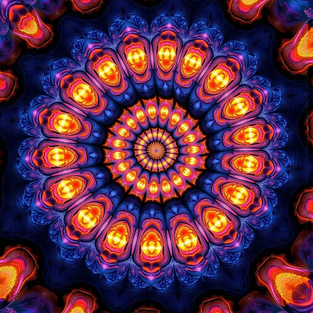 Fiery Eyes Reflecting Stars and Fractals