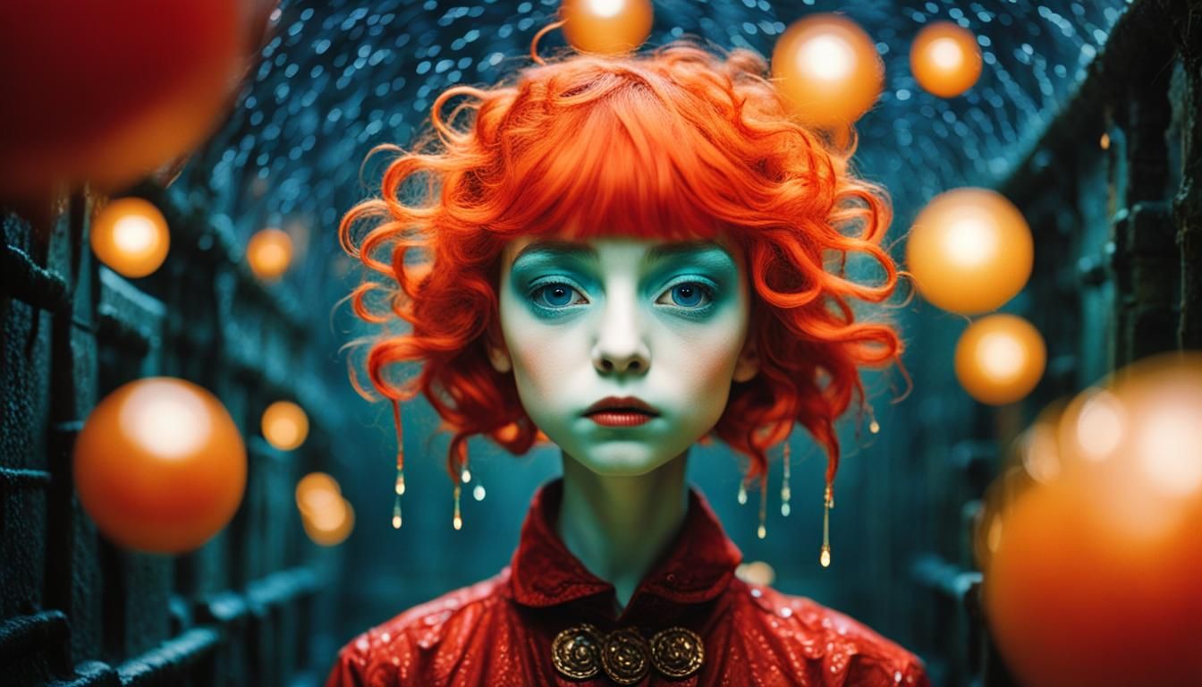 Rainy Midnight Maze in Gothic Art Style