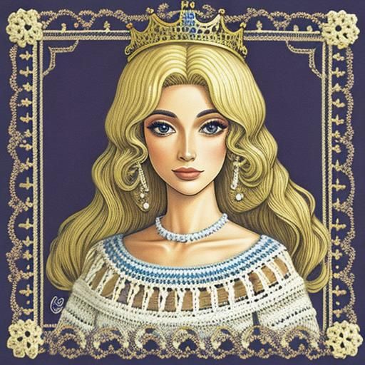 Crochet Blonde Princess Doll Art
