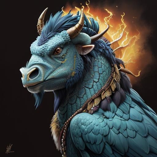 Fantasy Hybrid Creature Portrait in Oil Painting Style