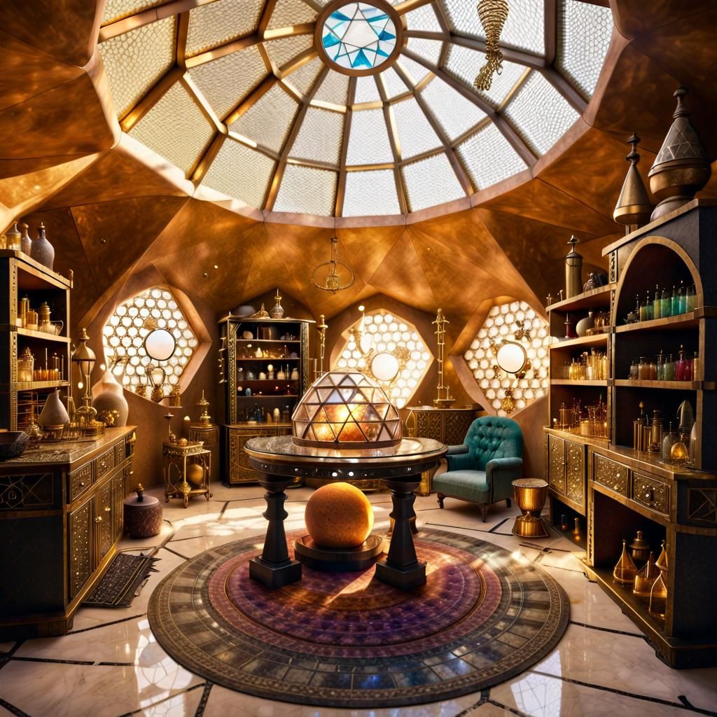 Fantasy Alchemist Laboratory Interior in Ancient Style