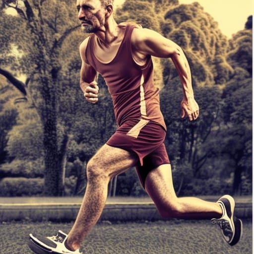 Photorealistic Jogger in Sepia Tones