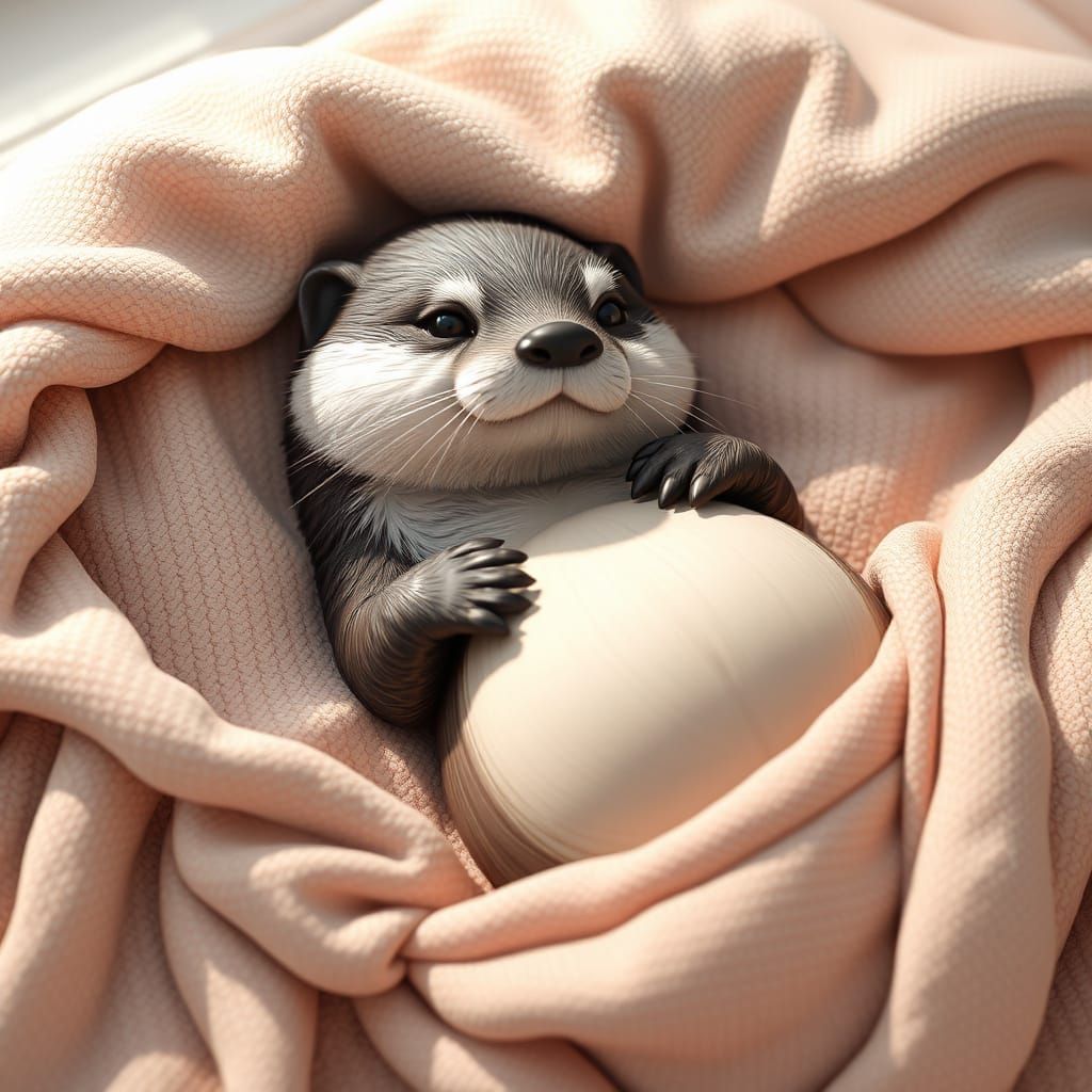 Pregnant Otter in Whimsical 3D Anime Art