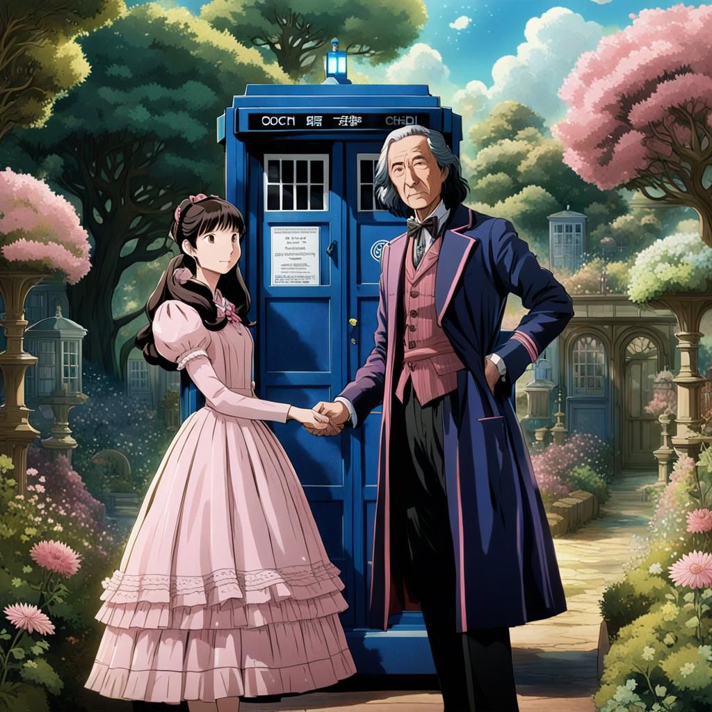Doctor Who and Companion in Ghibli Style