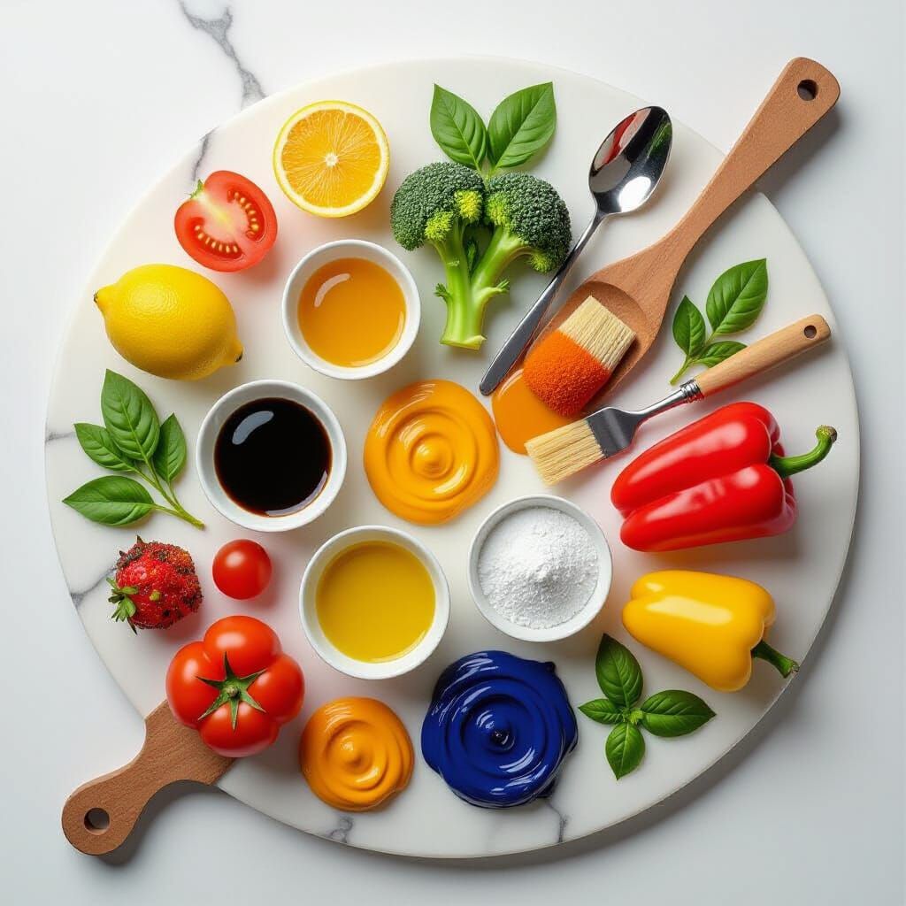 Vibrant Food Still Life as Impasto Painting