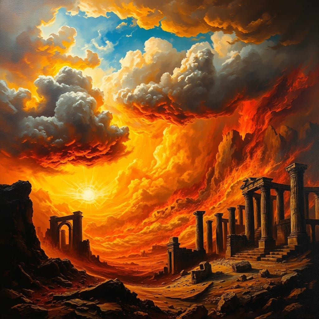 Armageddon in Fiery, Impasto Style