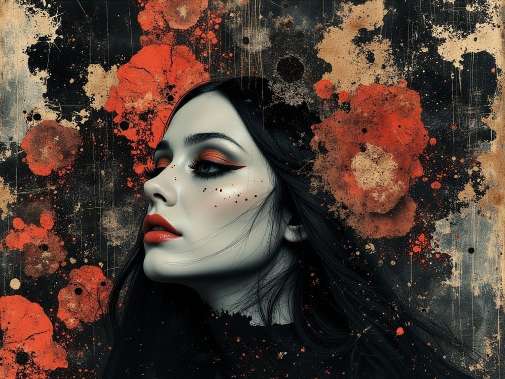 Gothic Woman Embodies Dark Chaos in Surreal Dreamscape