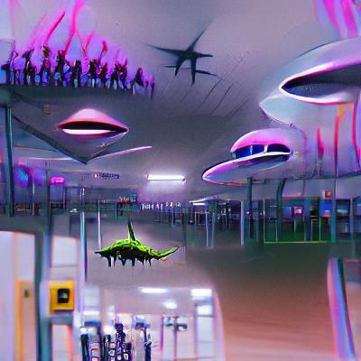 Futuristic Alien Airport Scene
