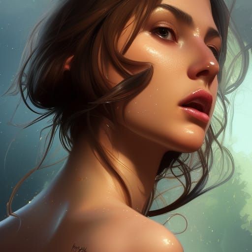 Honeysuckle Portrait in Art Nouveau Style