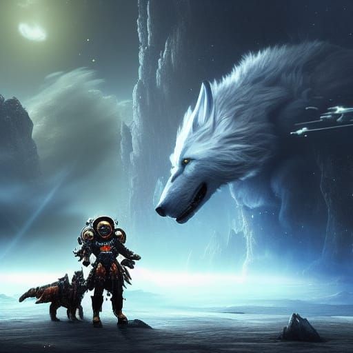 Epic Space Wolf in Digital Matte Painting