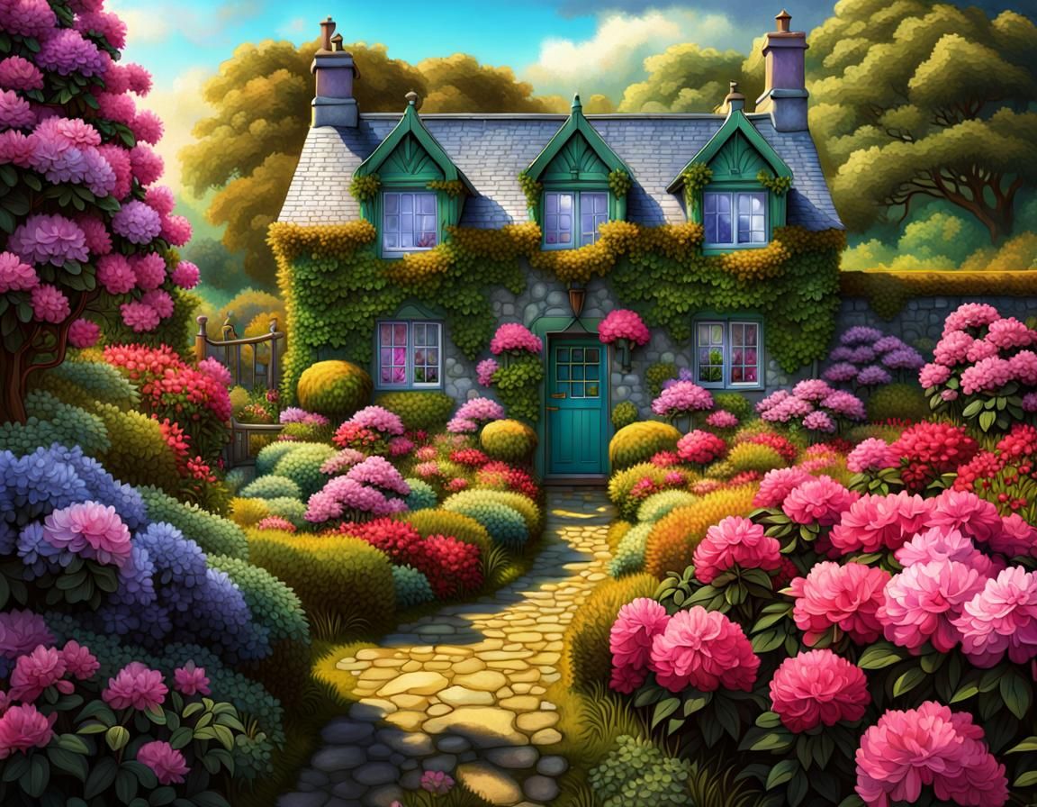 Irish Cottage Garden in Art Nouveau Style