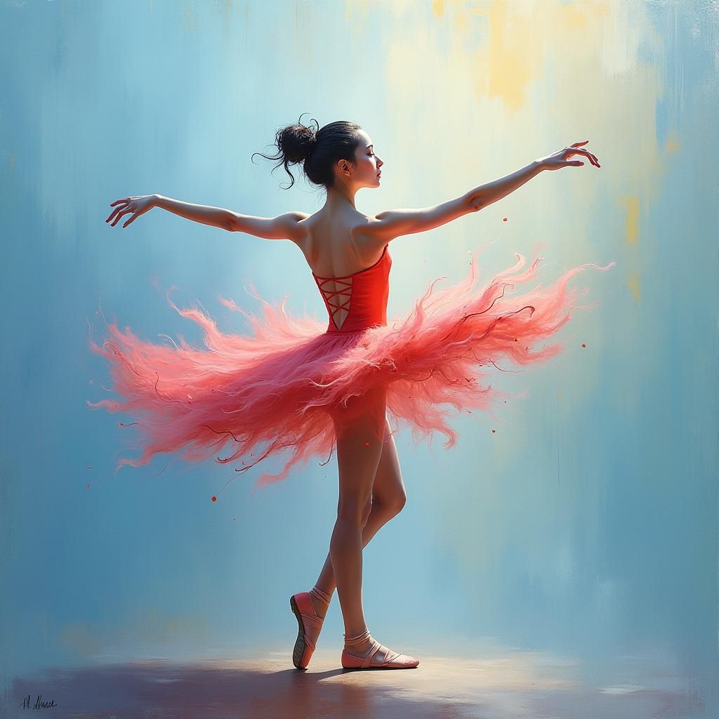 Ballet Dancer in Arabesque: Abstract Impressionism