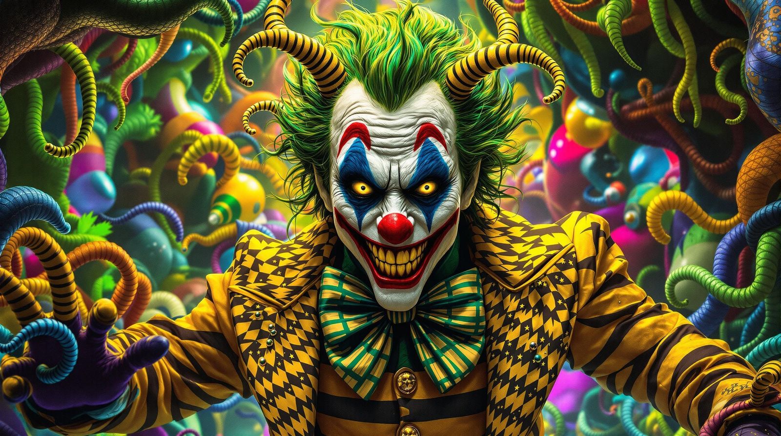 Vibrant Clown Bumble Bee Joker in Dreamlike Atmosphere