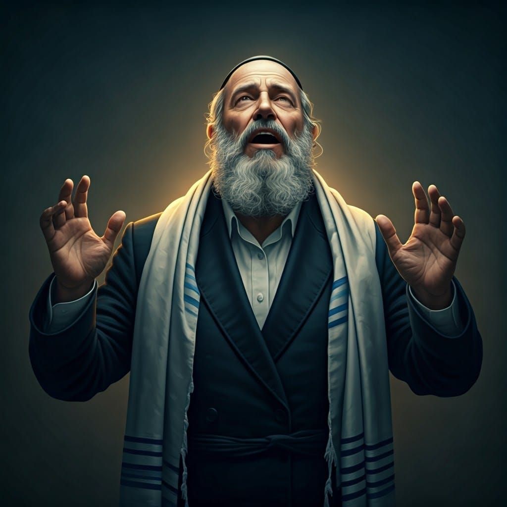 Orthodox Jew in Prayerful Joy: Hyperrealistic Rendering